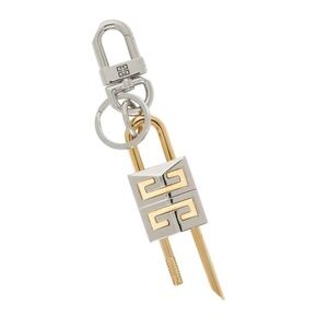 Givenchy gold silver tone shark lock keychain